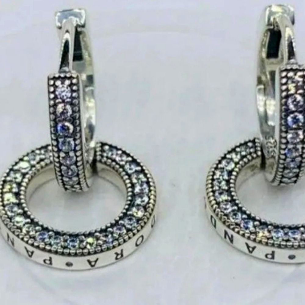 Sparkling double hoop earrings